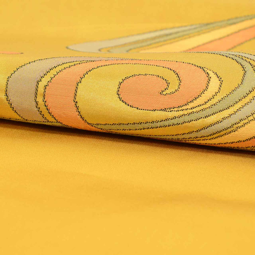 Vintage Japanese Obi | Nagoya Obi | Brown Gold Silk | Stream Pattern | Gold Thread | Excellent | Sustainable | uu2421b