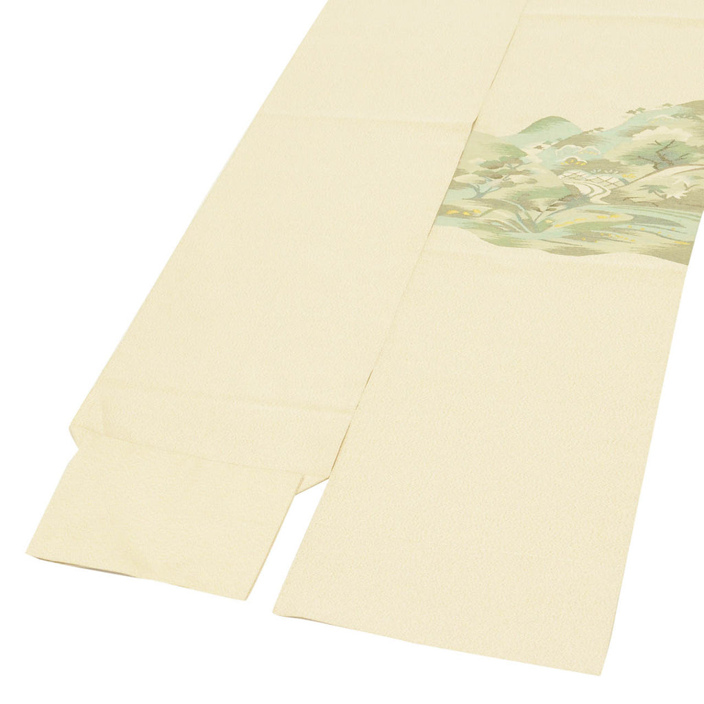 Vintage Japanese Obi | Nagoya Obi | Beige Silk | Landscape | Tsuzure-ori | Semi-formal | Sustainable | uu2423b
