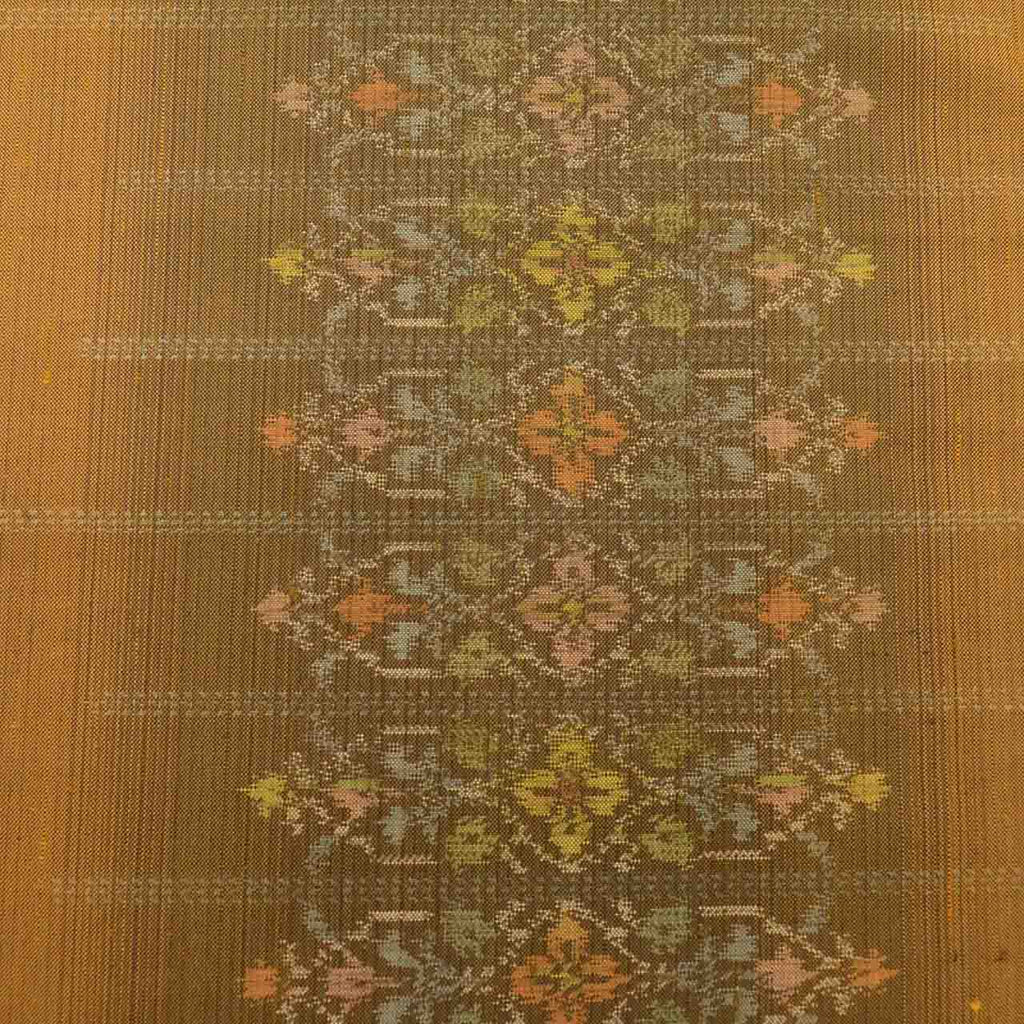 Vintage Japanese Obi | Sha-re Fukuro Obi | Brown Silk Tsumugi | Floral | Reversible | Harebare Guard | Sustainable | uu2424b