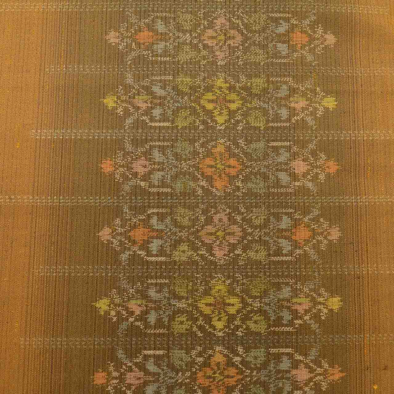 Vintage Japanese Obi | Sha-re Fukuro Obi | Brown Silk Tsumugi | Floral | Reversible | Harebare Guard | Sustainable | uu2424b