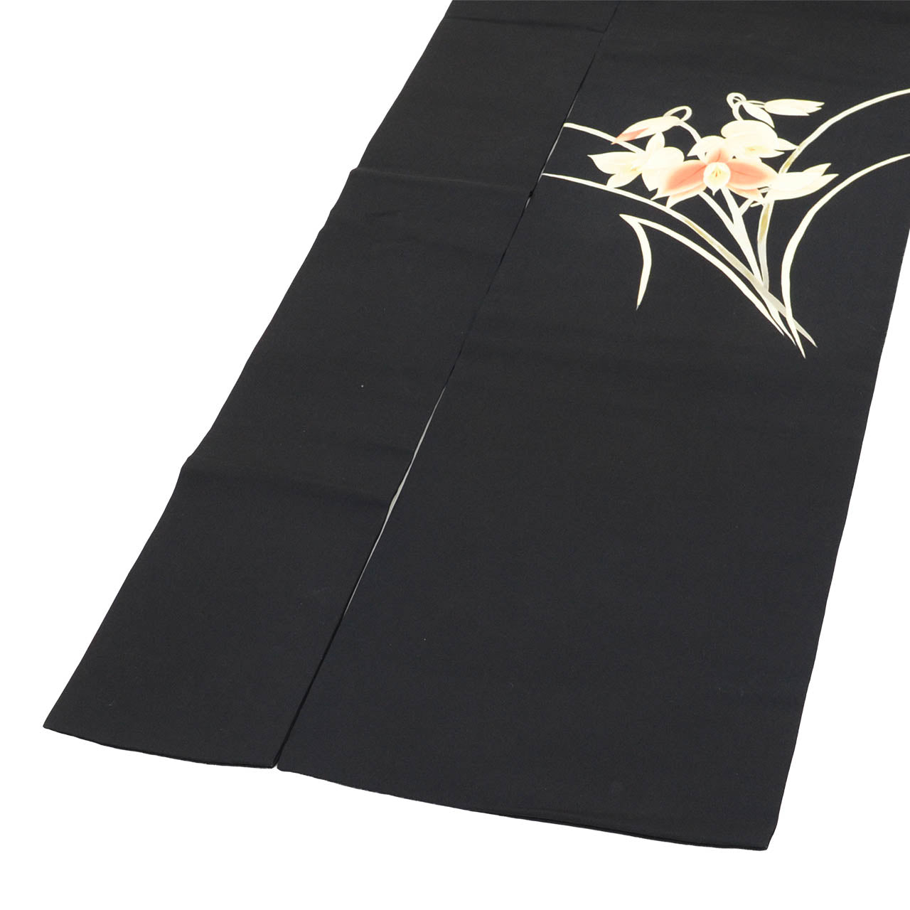 Vintage Japanese Obi | Nagoya Obi | Black Silk Habutae | Floral Gold Foil | Dye-painted | Sustainable | uu2428b