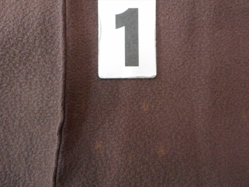 [Used] Recycled Kimono, Plain Color, Size L (Slightly Plus Size L), Excellent Condition, Length 164.5cm (64.8in), Sleeve Length 68.0cm (26.8in), Lined, Ready-made, Single Family Crest, Crepe Silk, Brown, Pure Silk, Reused uu2438b 
