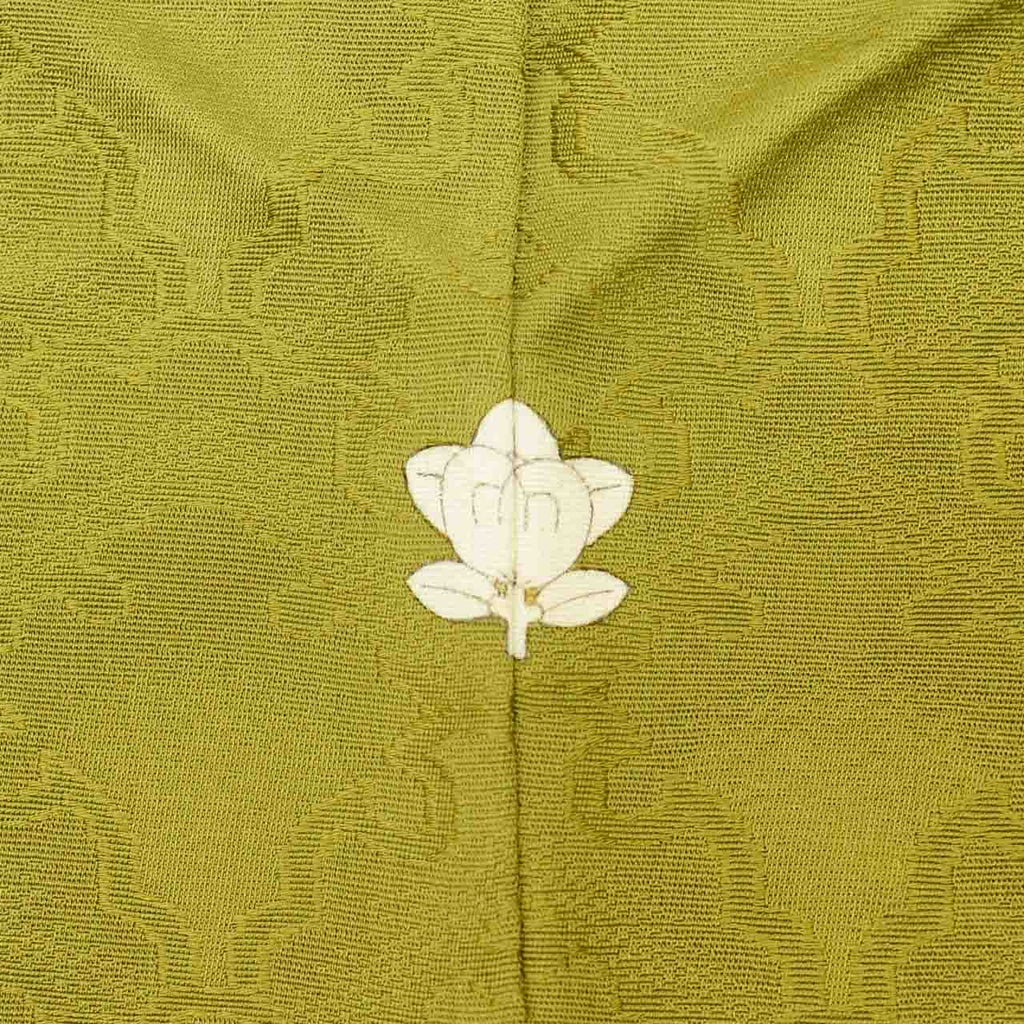 [Used] Recycled Kimono, Plain Color, Silk, Size S, Excellent Condition, Length 154.0cm (60.6in), Sleeve Length 61.2cm (24.1in), Lined, Ready-made, Unused, Single Family Crest, Green, Seigaiha Pattern, Reuse uu2439b 