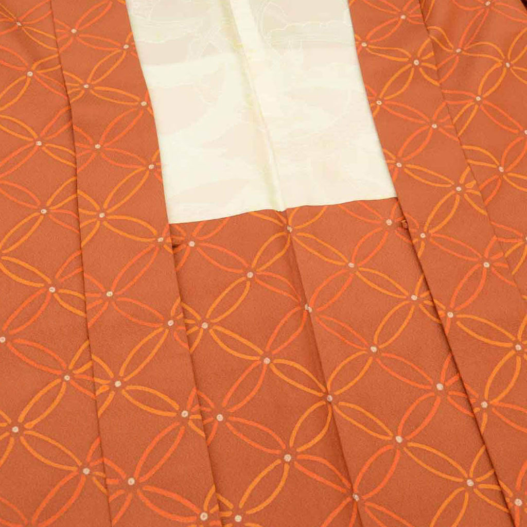 [Used] Haori (kimono jacket), recycled kimono, pure silk, brown, Shippo pattern, length 79.0cm (31.1in), sleeve length 64.0cm (25.2in), SILK, reuse uu2457b 