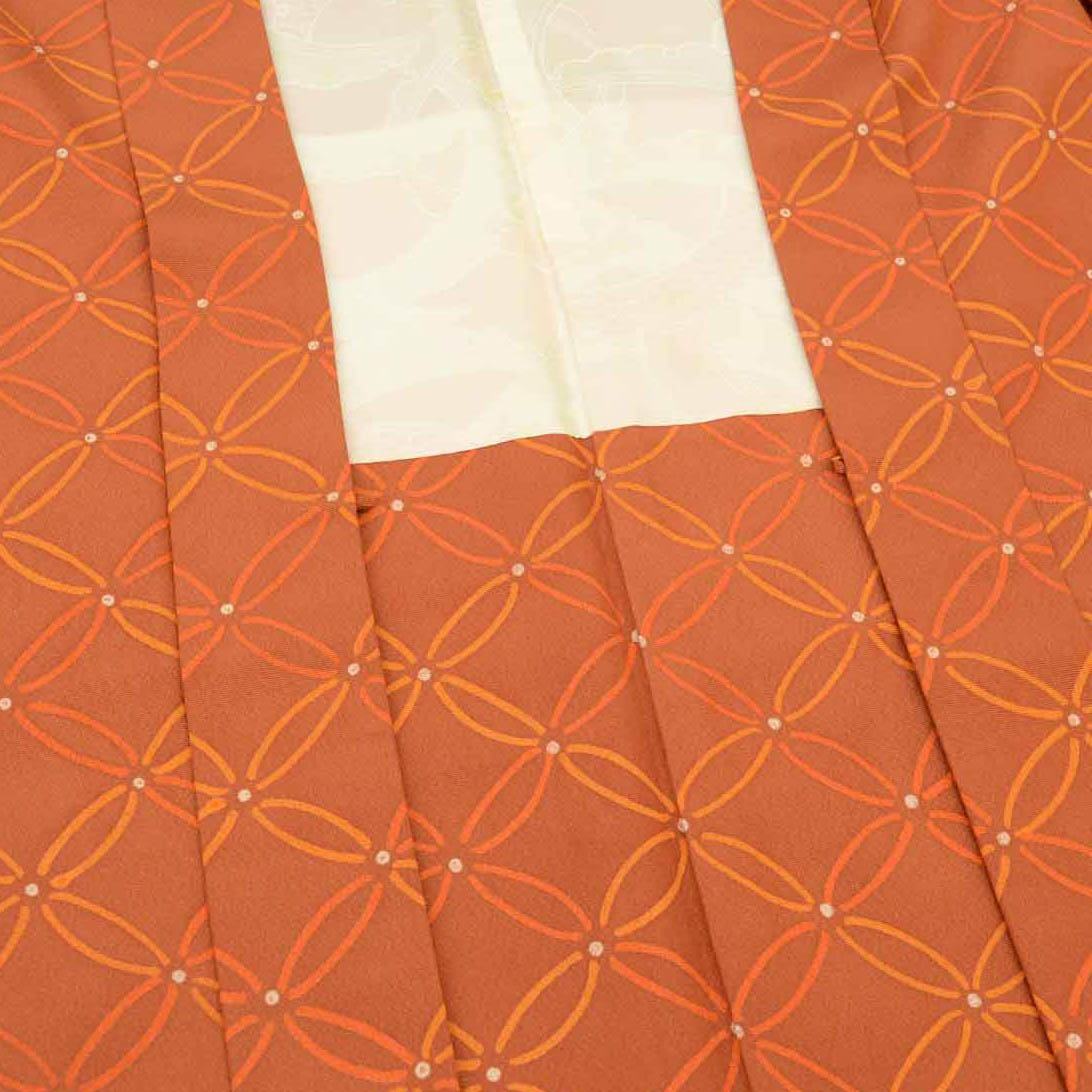 [Used] Haori (kimono jacket), recycled kimono, pure silk, brown, Shippo pattern, length 79.0cm (31.1in), sleeve length 64.0cm (25.2in), SILK, reuse uu2457b 
