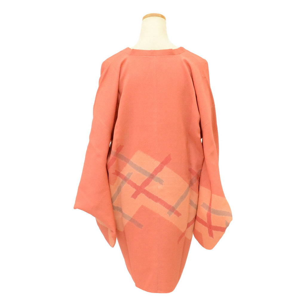 Vintage Japanese Kimono | Michiyuki Coat | Orange Silk | Geometric Fukure-ori | Excellent | Sustainable | uu2462b