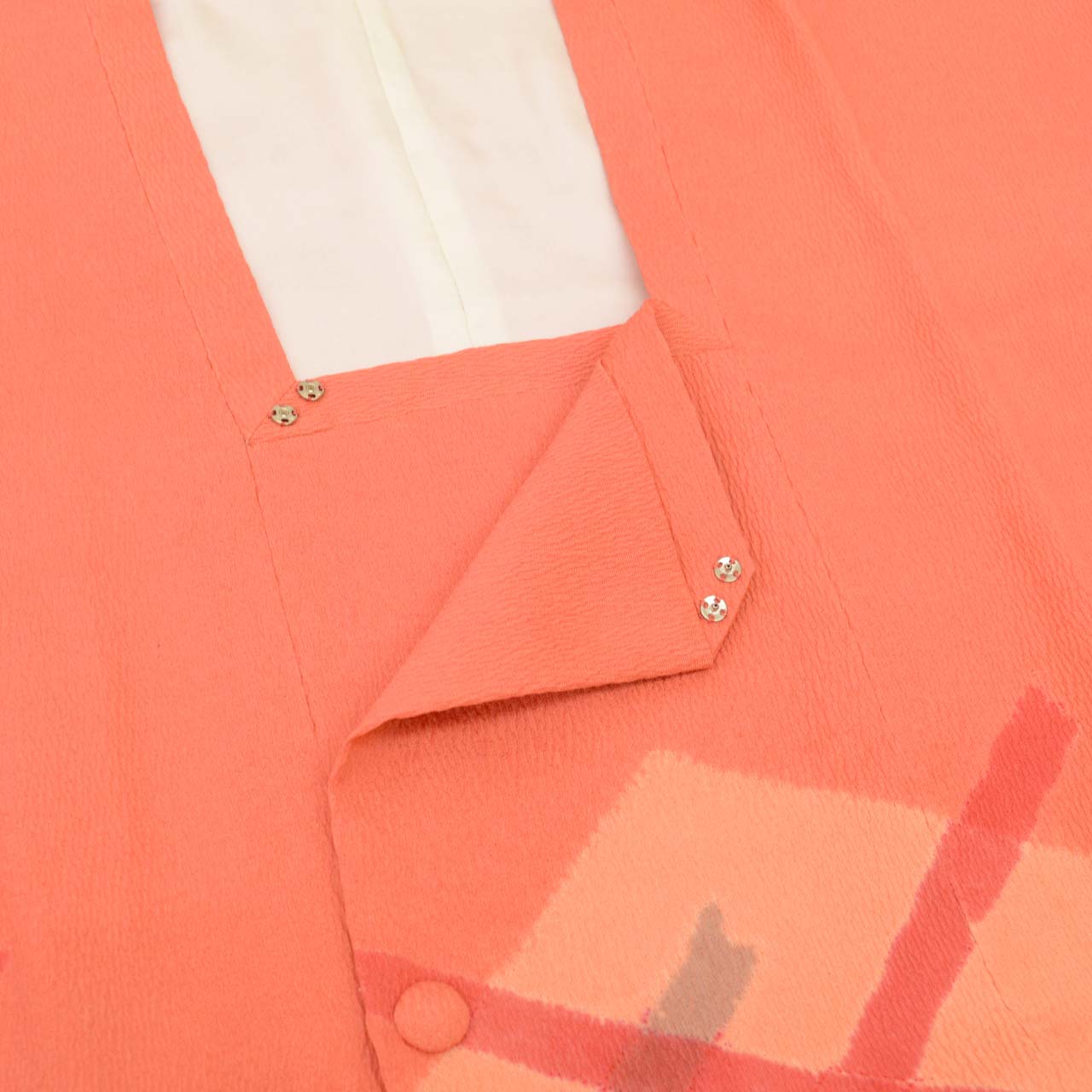 Vintage Japanese Kimono | Michiyuki Coat | Orange Silk | Geometric Fukure-ori | Excellent | Sustainable | uu2462b