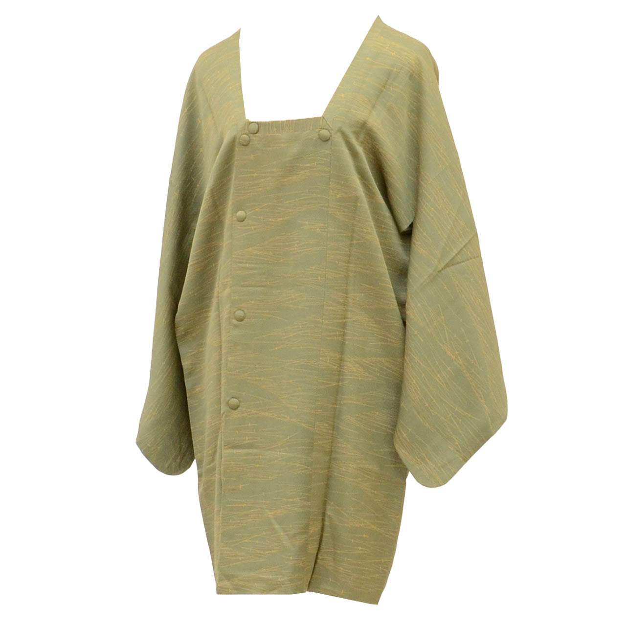 Vintage Japanese Kimono | Michiyuki Coat | Green Silk | Pine Needle Pattern | Sustainable | uu2465b