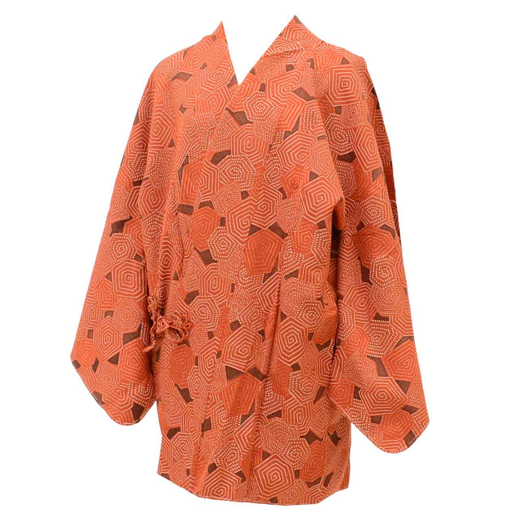 Vintage Japanese Kimono | Michiyuki Coat | Brown Silk | Geometric | Reversible | Unused | Excellent | Sustainable | uu2469b