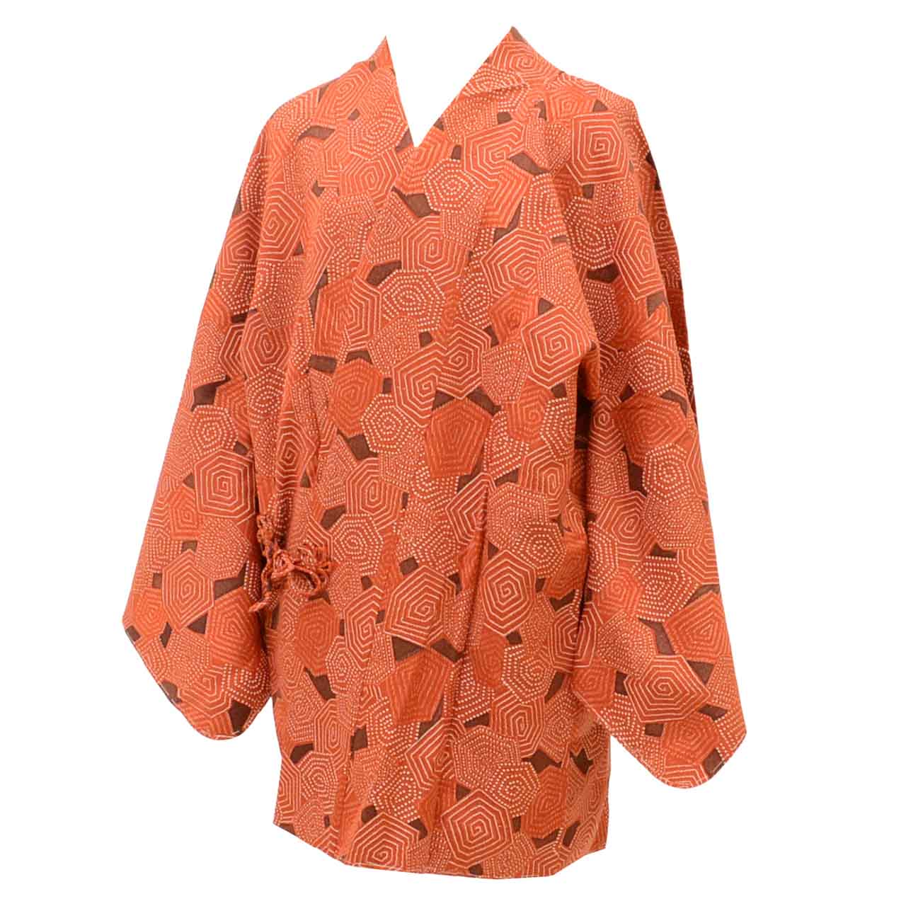 Vintage Japanese Kimono | Michiyuki Coat | Brown Silk | Geometric | Reversible | Unused | Excellent | Sustainable | uu2469b