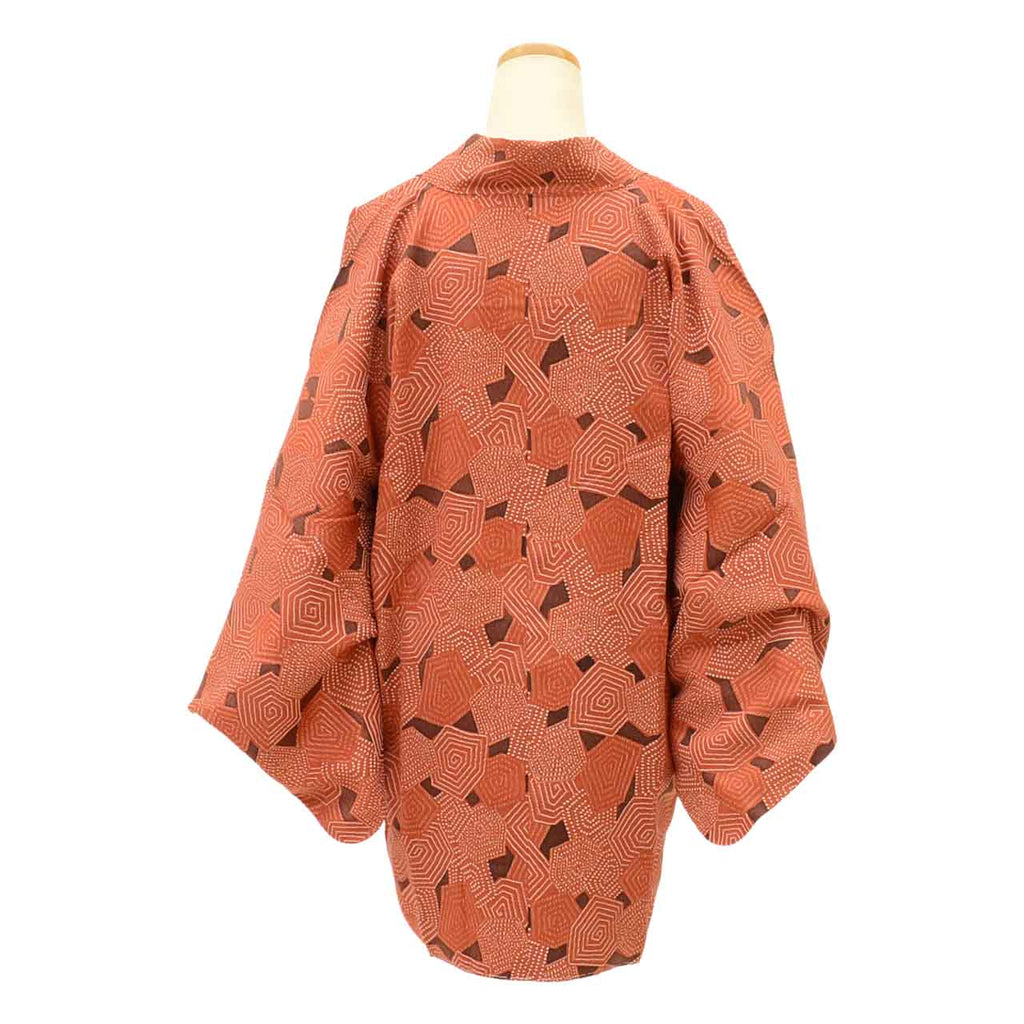 Vintage Japanese Kimono | Michiyuki Coat | Brown Silk | Geometric | Reversible | Unused | Excellent | Sustainable | uu2469b