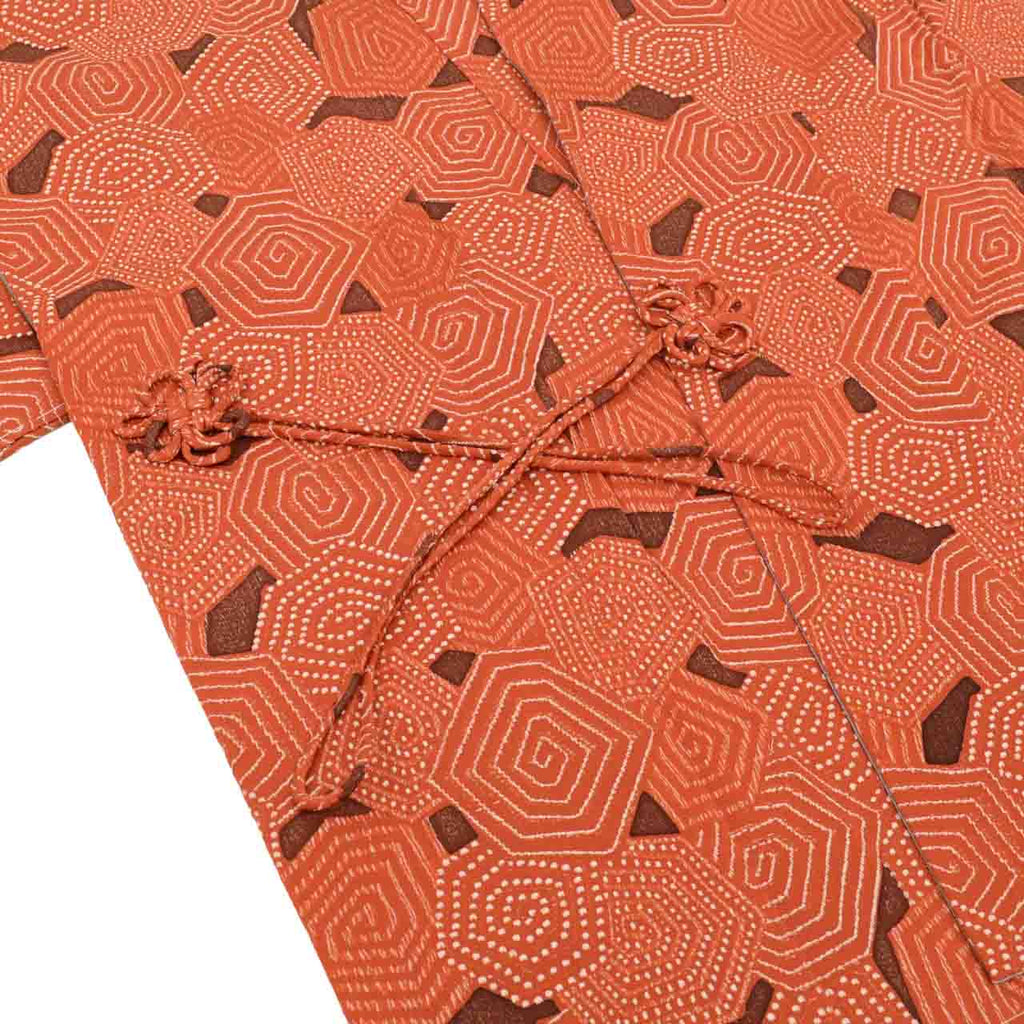 Vintage Japanese Kimono | Michiyuki Coat | Brown Silk | Geometric | Reversible | Unused | Excellent | Sustainable | uu2469b