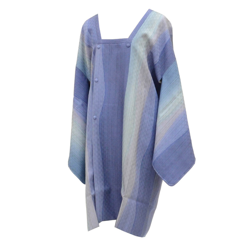 Vintage Japanese Kimono | Michiyuki Coat | Blue Silk | Bokashi Gradient | Tango Chirimen | Anzen Guard | Unused | Sustainable | uu2475b