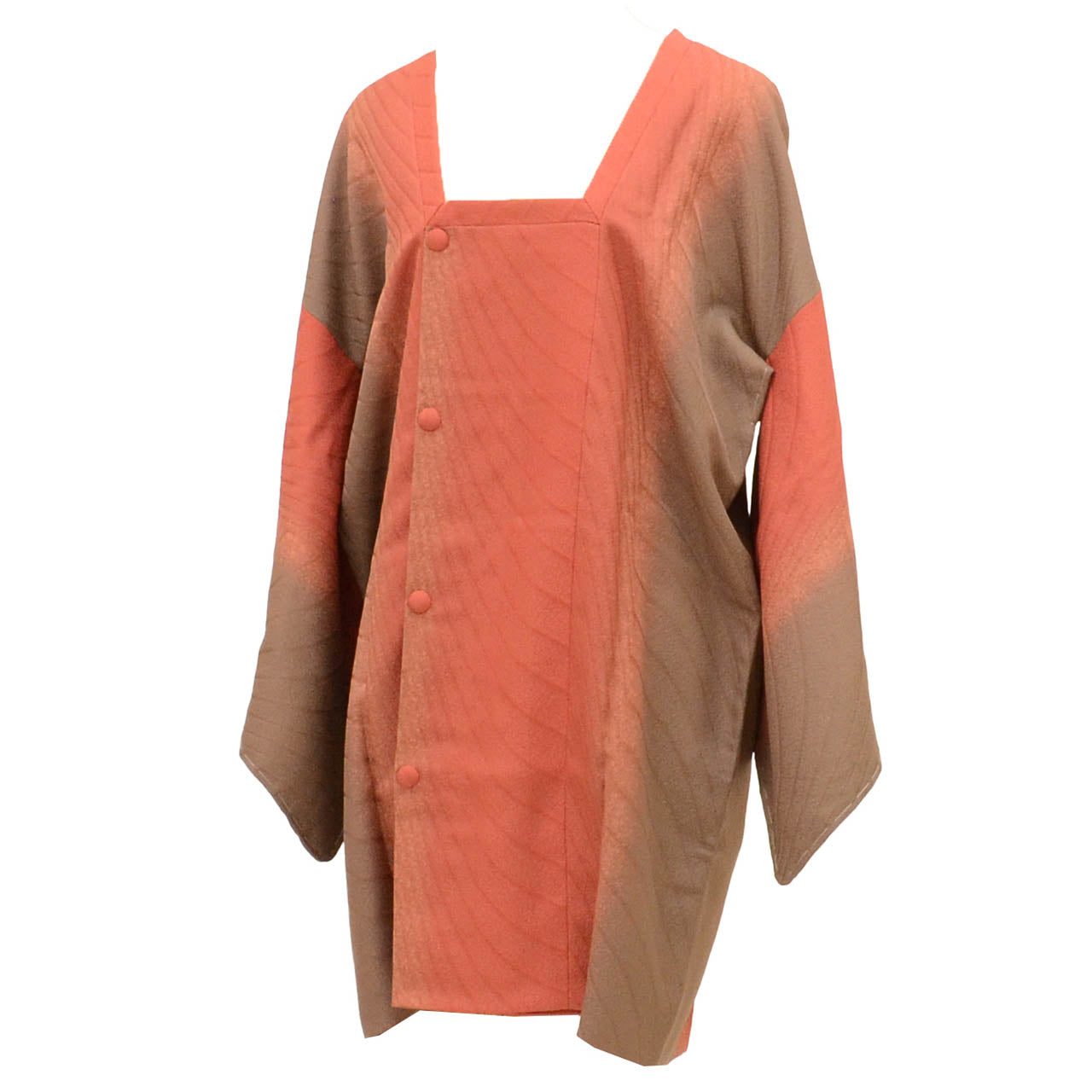 Vintage Japanese Kimono | Michiyuki Coat | Red Silk | Diagonal Stripe Bokashi | Unused | Excellent | Sustainable | uu2479b