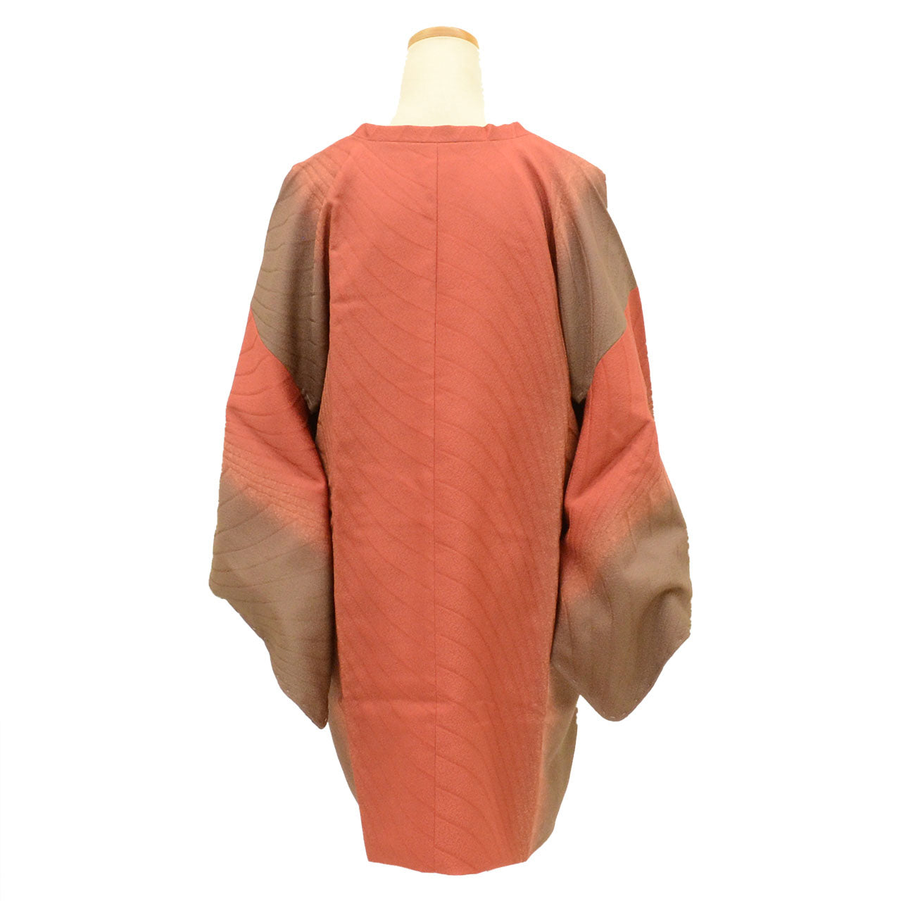 Vintage Japanese Kimono | Michiyuki Coat | Red Silk | Diagonal Stripe Bokashi | Unused | Excellent | Sustainable | uu2479b
