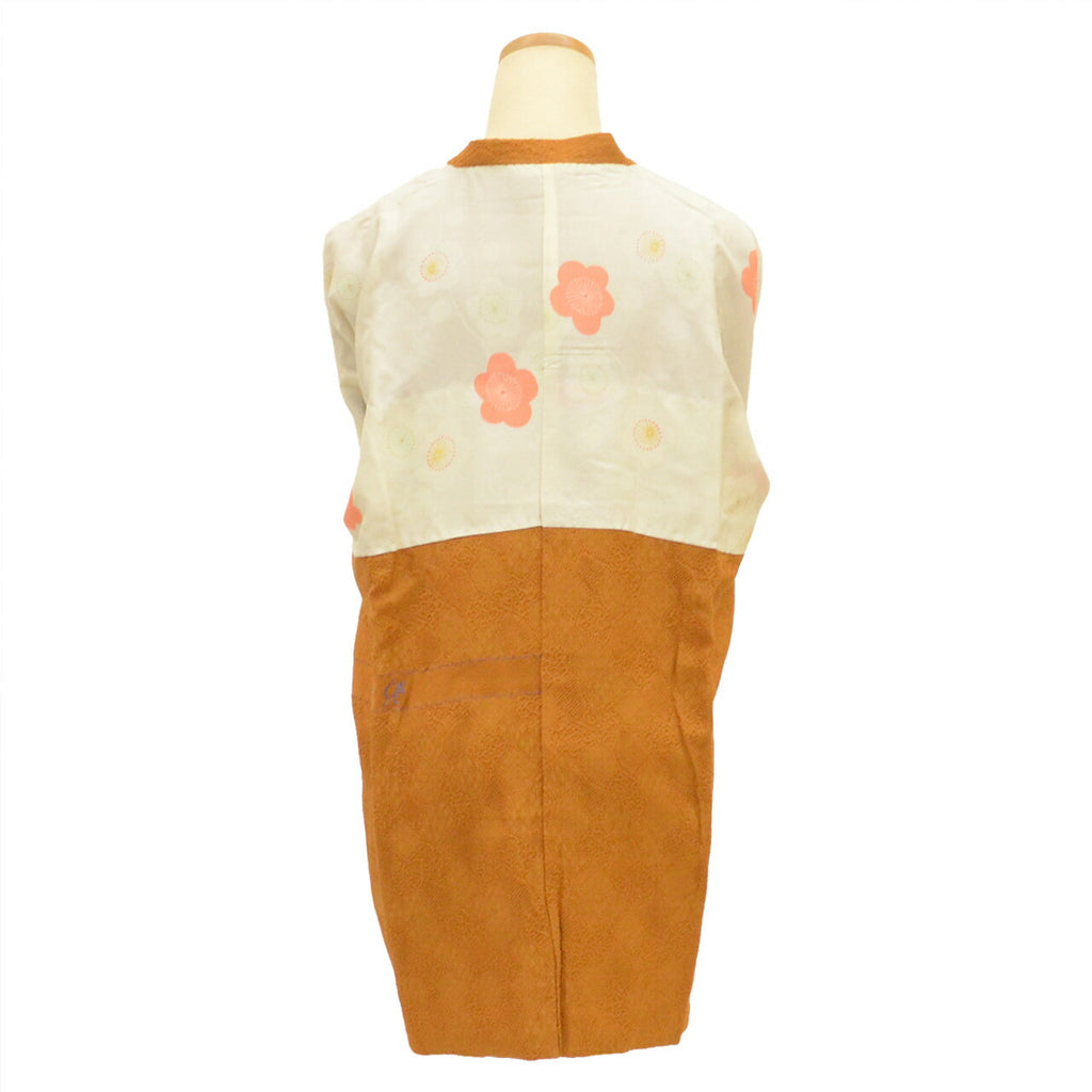 Vintage Japanese Kimono | Michiyuki Coat | Brown Silk | Geometric Pattern | Sustainable | uu2506b
