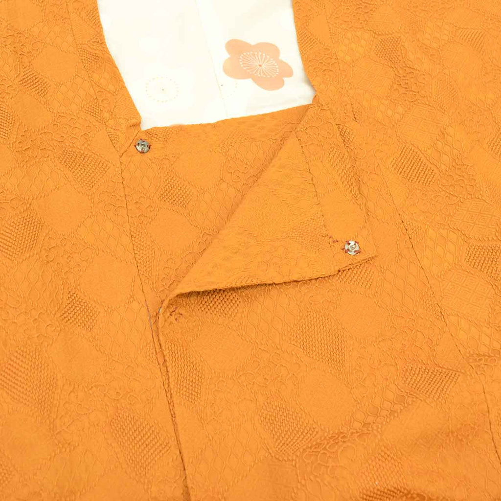 Vintage Japanese Kimono | Michiyuki Coat | Brown Silk | Geometric Pattern | Sustainable | uu2506b
