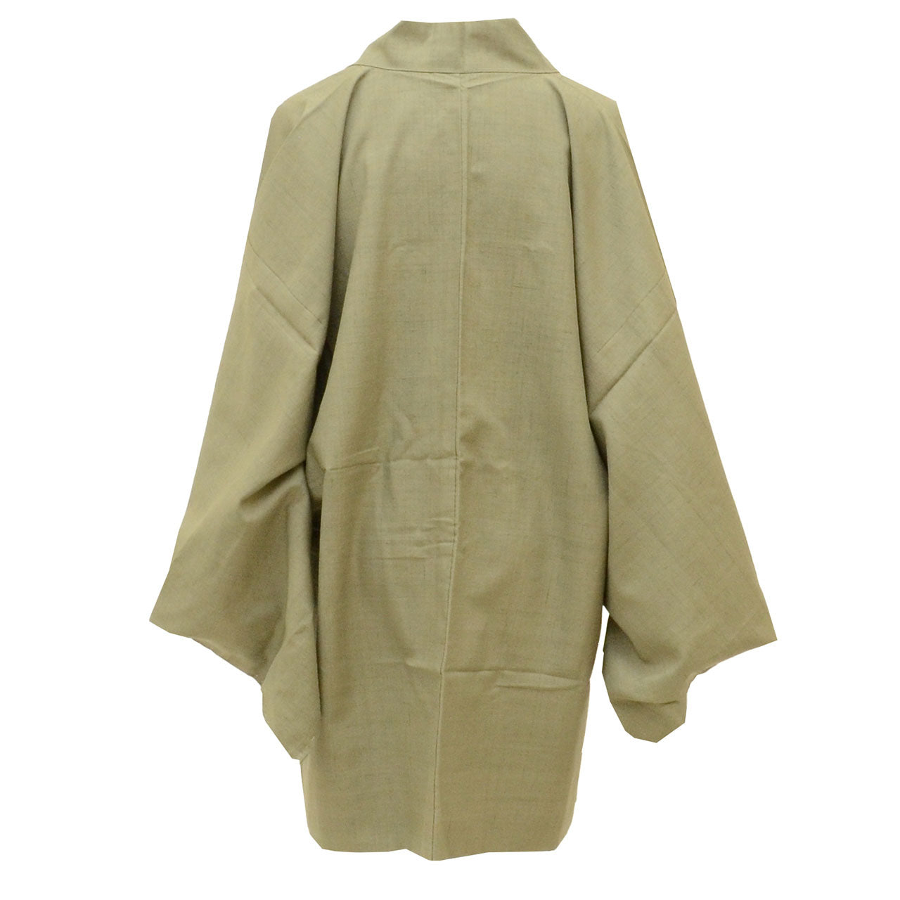 [Used] Recycled Men's Haori Jacket, Long Haori, Pure Silk, Excellent Condition, Unused, Tsumugi Silk, Length 85.0cm (33.5in), Sleeve Length 71.0cm (28.0in), Green, Plain, Long Length, with Haori Cord, SILK, Reuse, uu2512b 