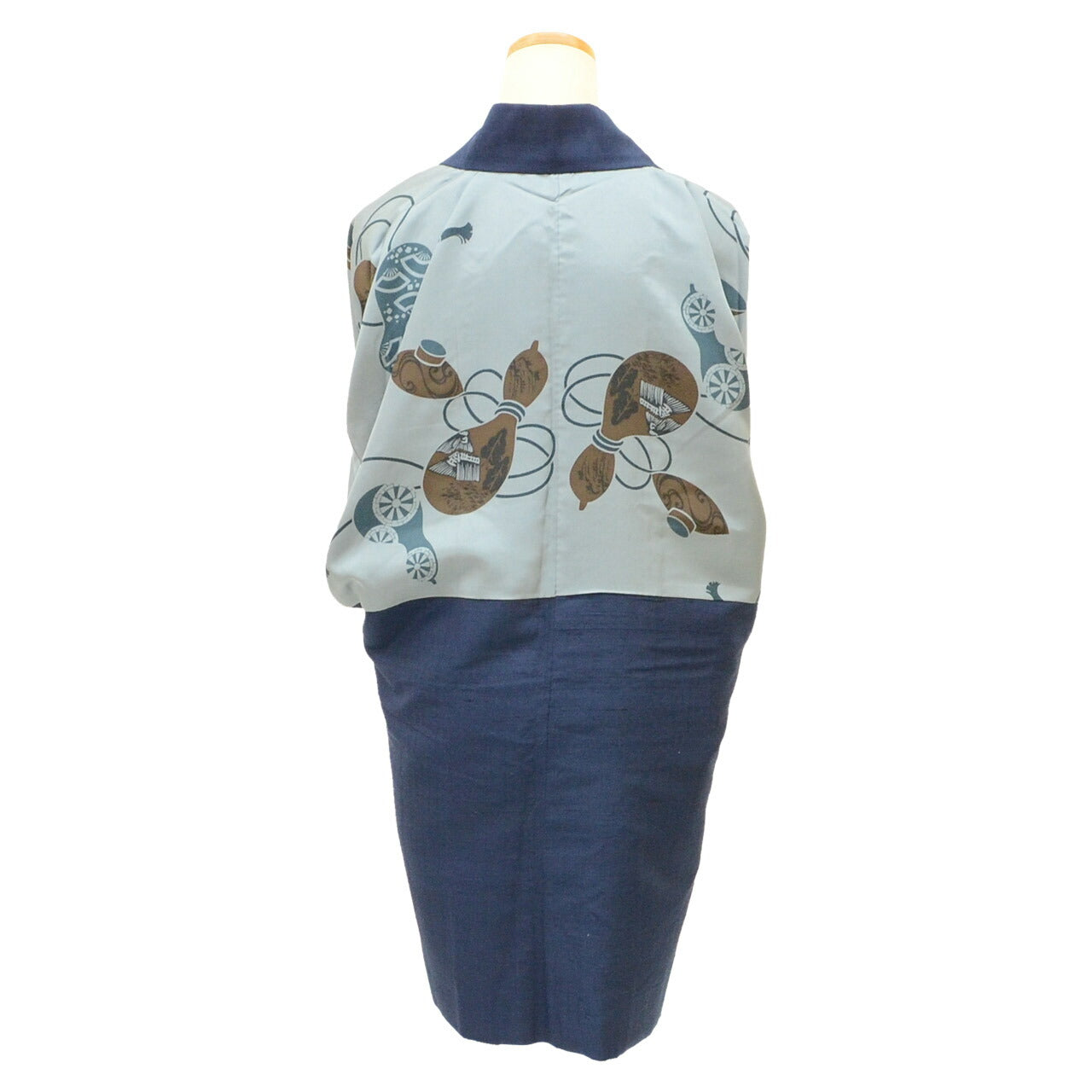 [Used] Recycled Men's Haori Jacket, Long Haori, Pure Silk, Excellent Condition, Unused, Tsumugi Silk, Length 85.0cm (33.5in), Sleeve Length 68.0cm (26.8in), Navy Blue, Plain, Long Length, SILK, Reuse uu2516b 