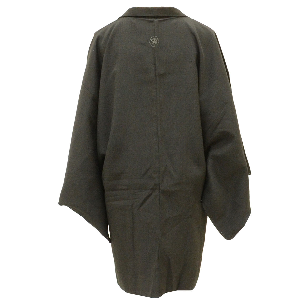 [Used] Recycled Men's Haori Jacket, Men's Long Haori, Pure Silk, Unused, Black, Plain, Long Length, Single Family Crest, Length 85.0cm (33.5in), Sleeve Length 66.7cm (26.3in), SILK, Reuse, uu2519b 