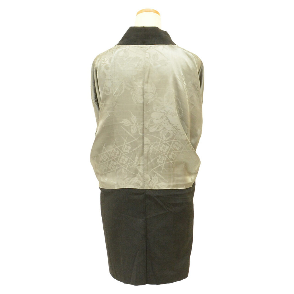 Vintage Japanese Kimono | Men's Long Haori Jacket | Black Silk | Solid | One Crest | Unused | Sustainable | uu2519b