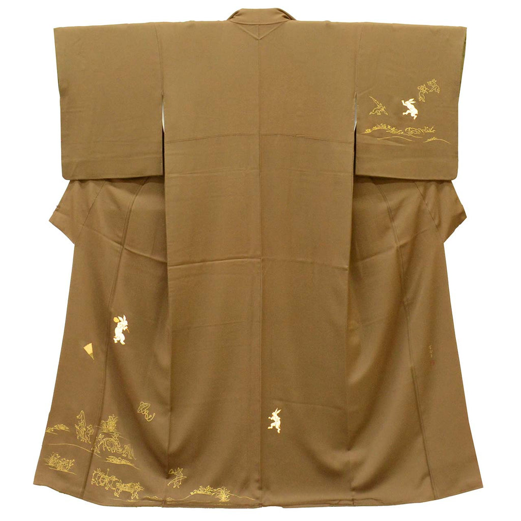Vintage Japanese Kimono | Tsukesage | Silk | Saga Nishiki Weave | Gold Embroidery | Mori Yuriko | Matsuzakaya | Sustainable | uu2522b