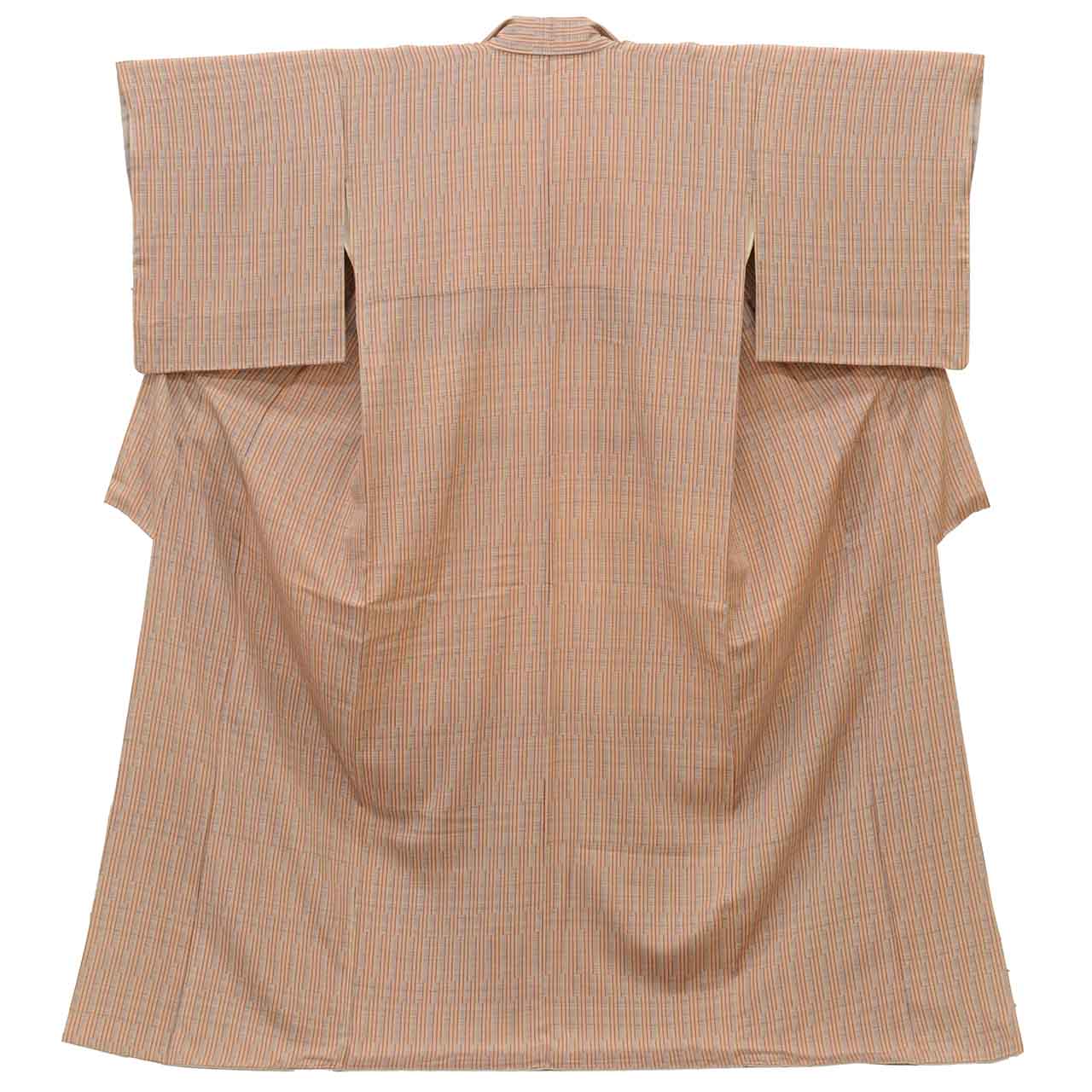 [Used] Recycled Kimono, Komon style, Pure Silk, Size L, Good Condition, Length 165.0cm (65.0in), Sleeve Length 65.0cm (25.6in), Lined, Ready-made, Brown Stripe, SILK, Reuse uu2527b 