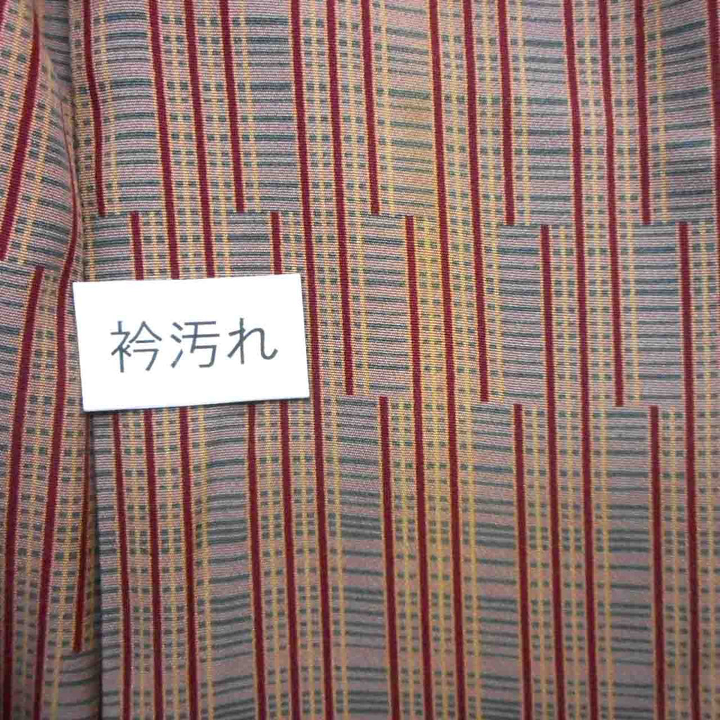 [Used] Recycled Kimono, Komon style, Pure Silk, Size L, Good Condition, Length 165.0cm (65.0in), Sleeve Length 65.0cm (25.6in), Lined, Ready-made, Brown Stripe, SILK, Reuse uu2527b 