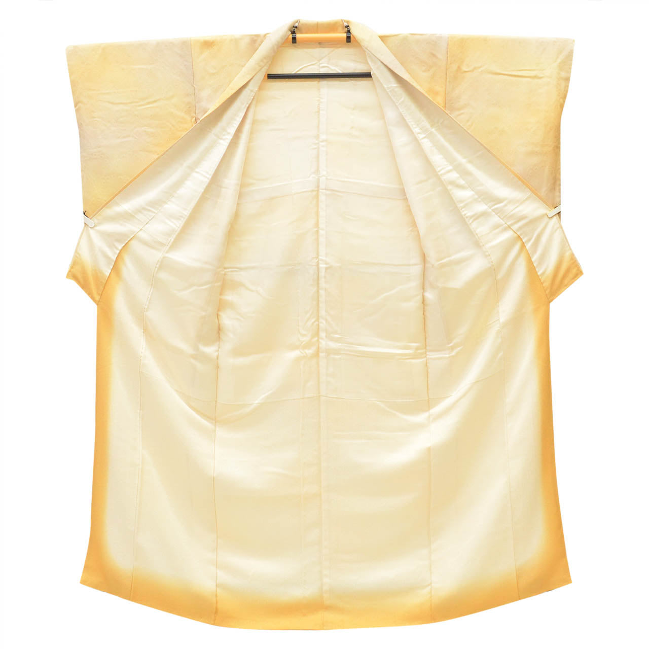 [Used] Recycled Kimono, Komon style, Pure Silk, Size S, Excellent Condition, Length 155.0cm (61.0in), Sleeve Length 64.2cm (25.3in), Lined, Ready-made, Orange Gradation, Silk, Reused, uu2534b 
