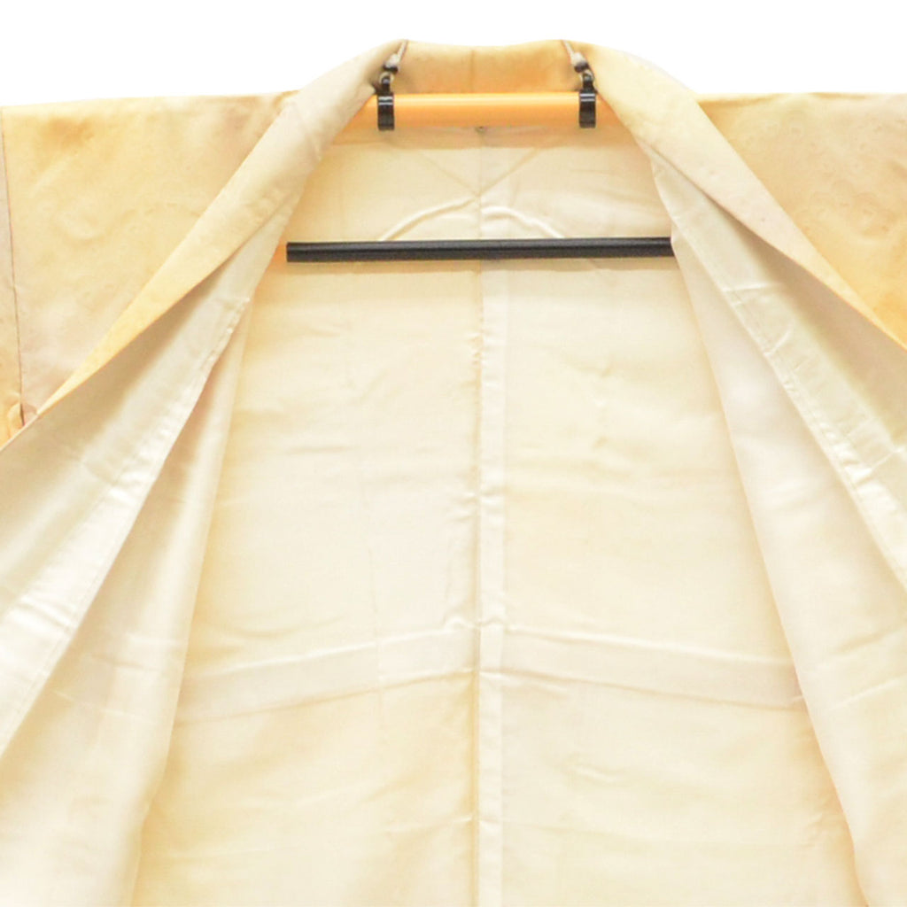 [Used] Recycled Kimono, Komon style, Pure Silk, Size S, Excellent Condition, Length 155.0cm (61.0in), Sleeve Length 64.2cm (25.3in), Lined, Ready-made, Orange Gradation, Silk, Reused, uu2534b 