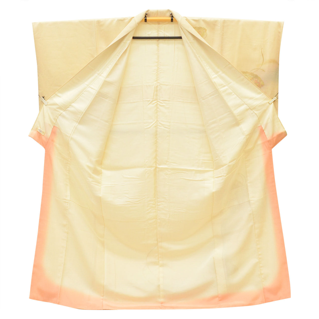 [Used] Recycled Kimono, Visiting Kimono, Pure Silk, Size L (Slightly Plus Size L), Excellent Condition, Length 161.8cm (63.7in), Made by Yamato, Sleeve Length 65.2cm (25.7in), Lined, Ready-made, Gold Embellishments, White, Fan Design, SILK, Reuse, uu2535b 