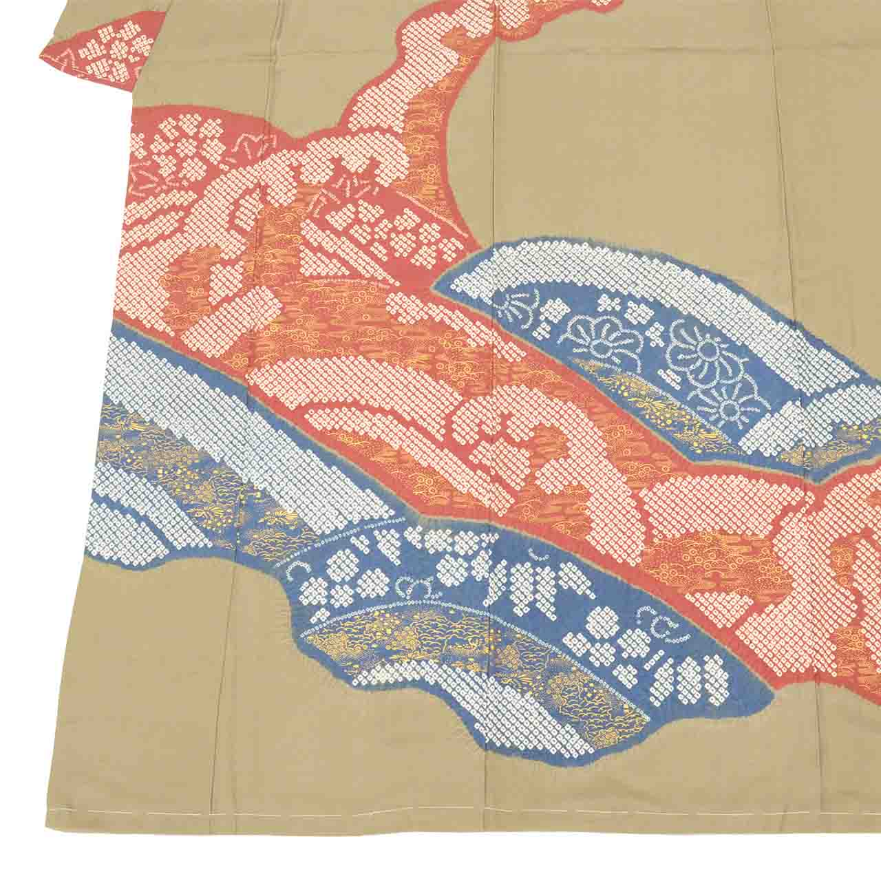 [Used] Recycled Kimono, Visiting Kimono, Pure Silk, Size M (Slightly Plus Size L), Excellent Condition, Length 158.5cm, Sleeve Length 66cm, Lined, Ready-made, Unused, Shibori (tie-dye), Gray, Kanoko (fawn spot) pattern, Small Flowers, Silk, Reuse, uu2536b 