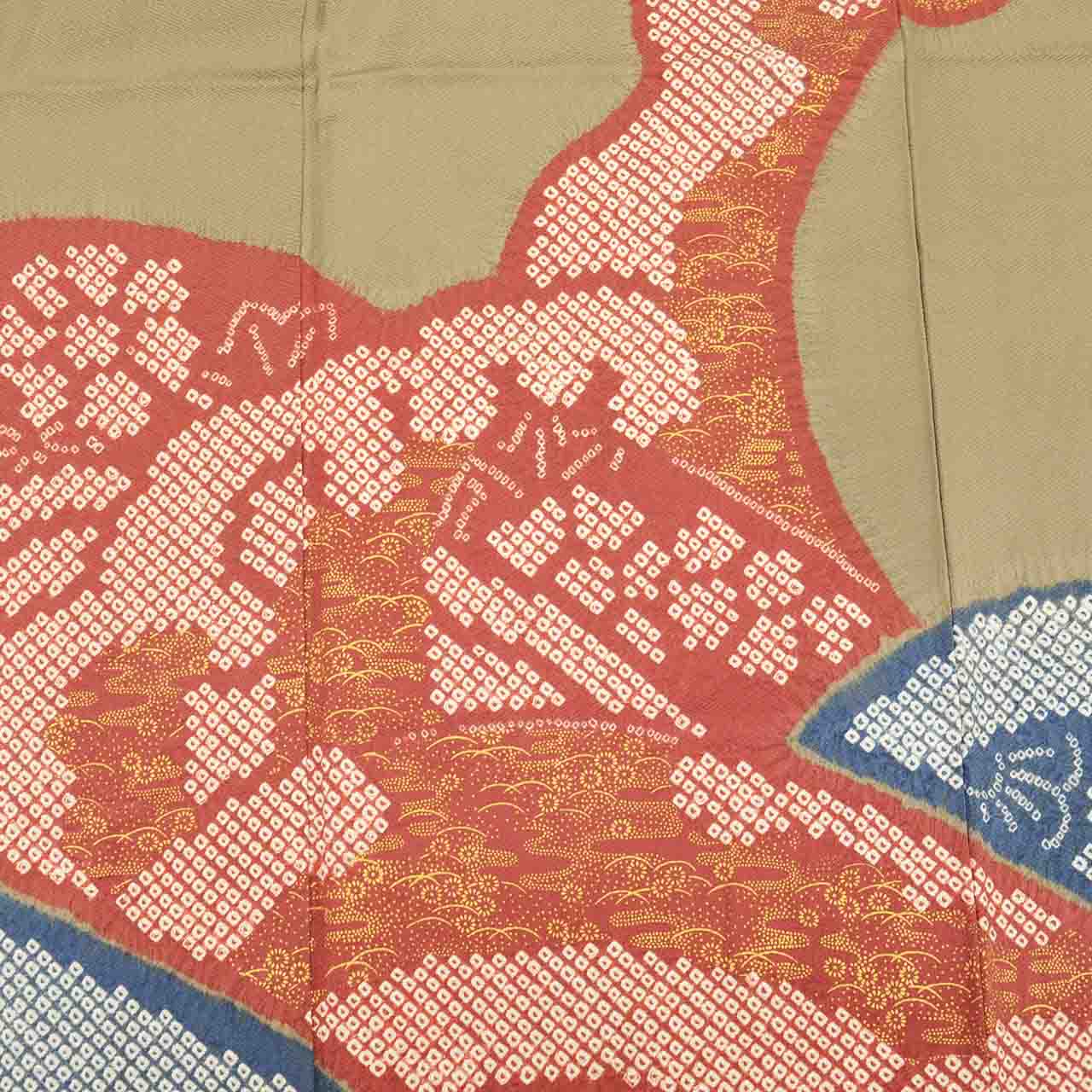 [Used] Recycled Kimono, Visiting Kimono, Pure Silk, Size M (Slightly Plus Size L), Excellent Condition, Length 158.5cm, Sleeve Length 66cm, Lined, Ready-made, Unused, Shibori (tie-dye), Gray, Kanoko (fawn spot) pattern, Small Flowers, Silk, Reuse, uu2536b 