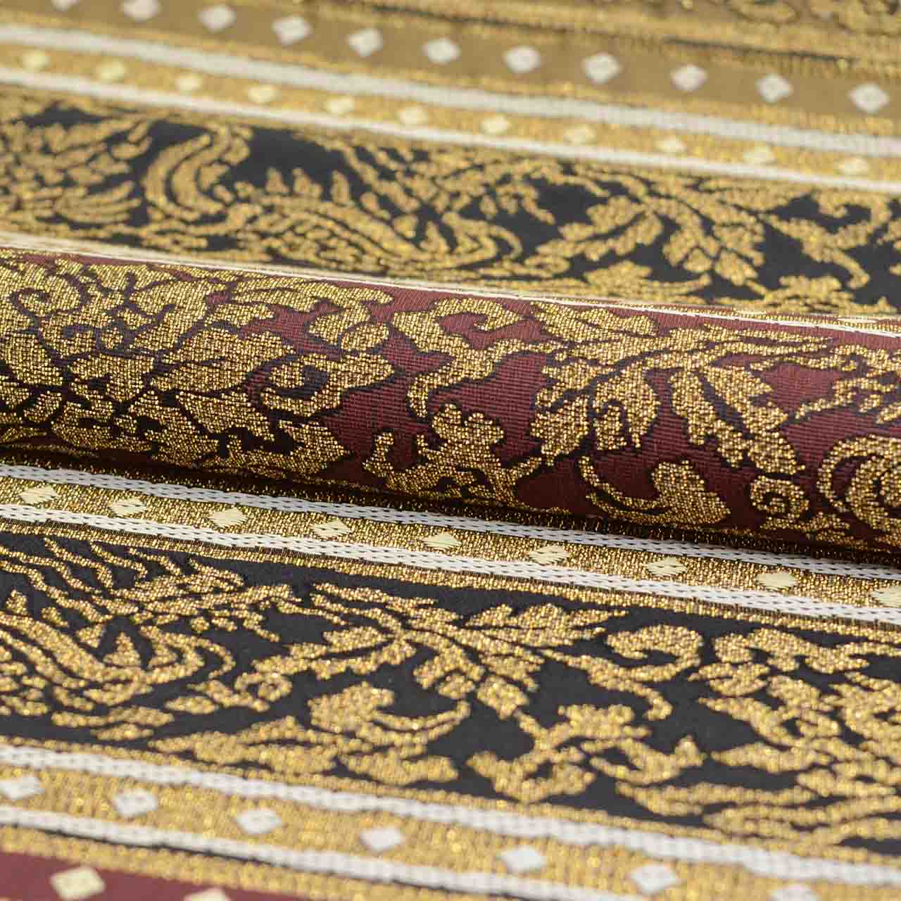 Vintage Japanese Obi | Fukuro Obi | Gold Silk | Stripe Floral Pattern | Formal | Sustainable | Sustainable | uu2543b