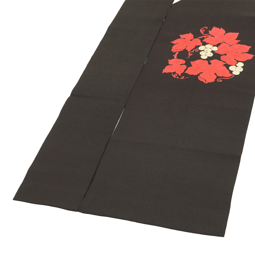 Vintage Japanese Obi | Nagoya Obi | Black Silk Habutae | Grape Pattern | Dye-painted | Sustainable | Sustainable | uu2547b
