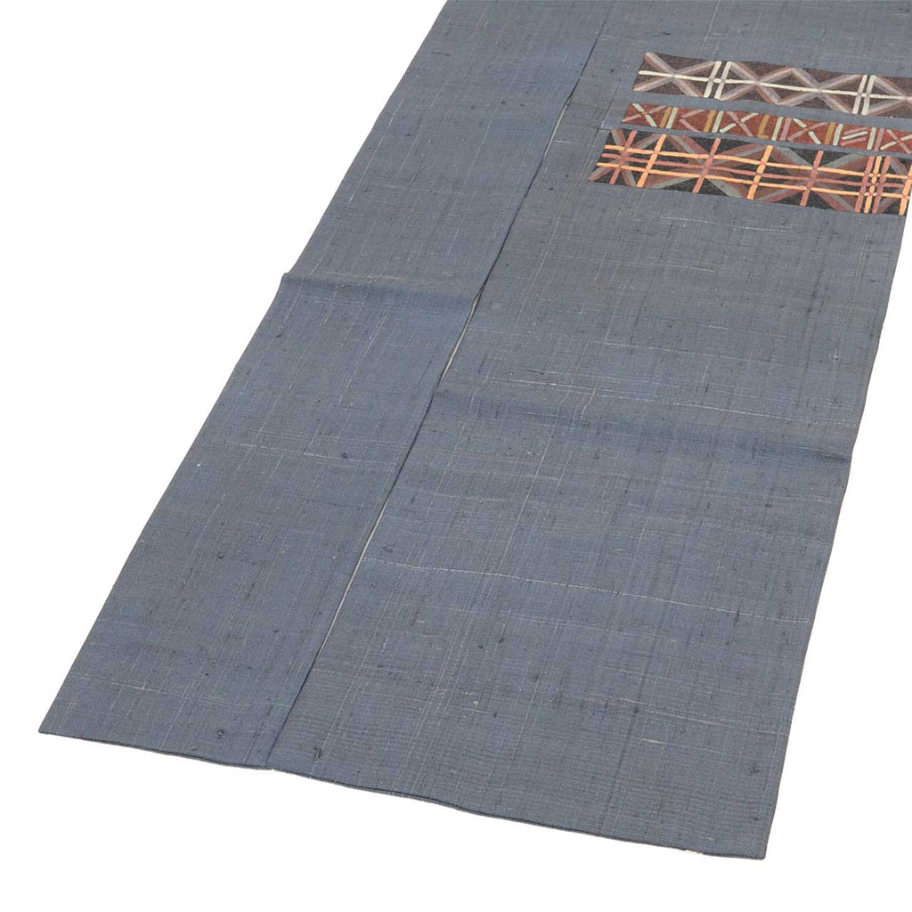 Vintage Japanese Obi | Nagoya Obi | Gray Silk Tsumugi | Geometric Pattern | Artist Signed | Excellent | Sustainable | Sustainable | uu2548b