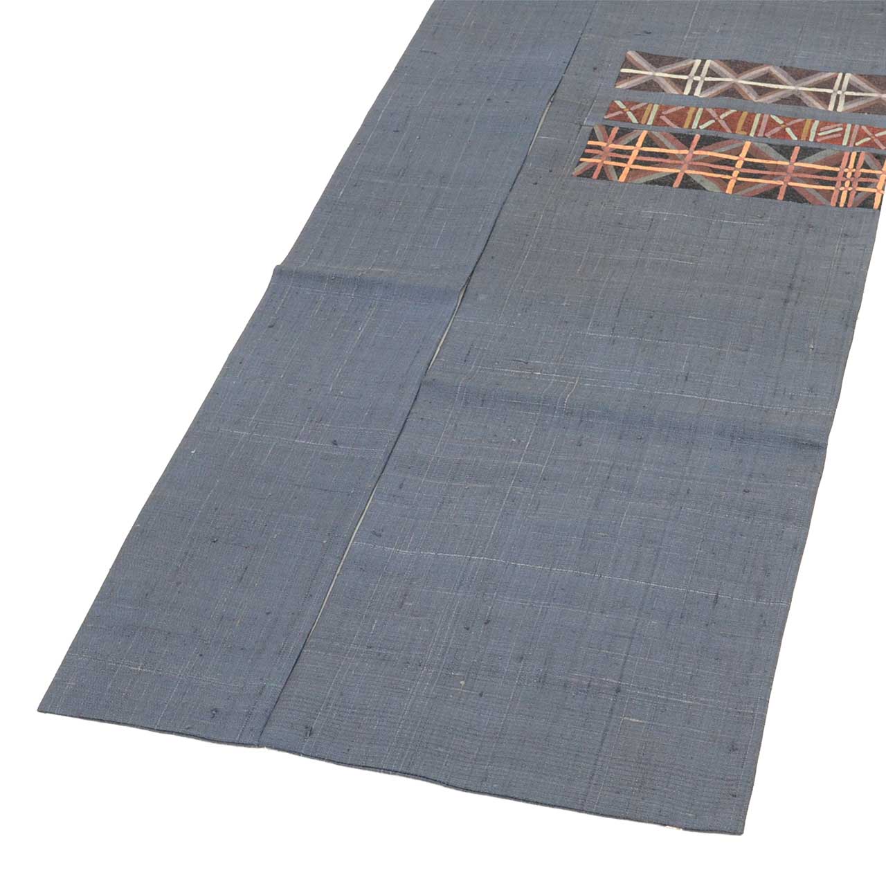 Vintage Japanese Obi | Nagoya Obi | Gray Silk Tsumugi | Geometric Pattern | Artist Signed | Excellent | Sustainable | Sustainable | uu2548b