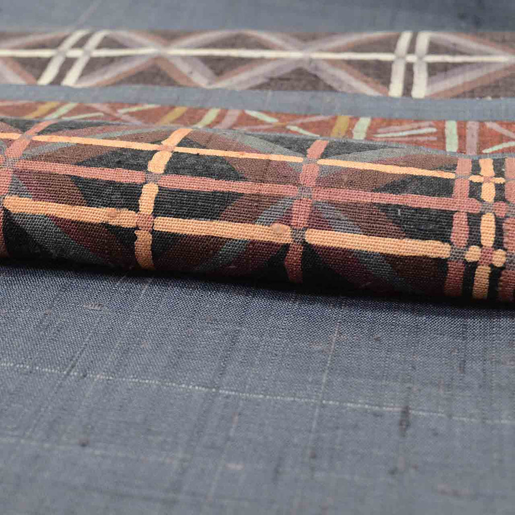 Vintage Japanese Obi | Nagoya Obi | Gray Silk Tsumugi | Geometric Pattern | Artist Signed | Excellent | Sustainable | Sustainable | uu2548b
