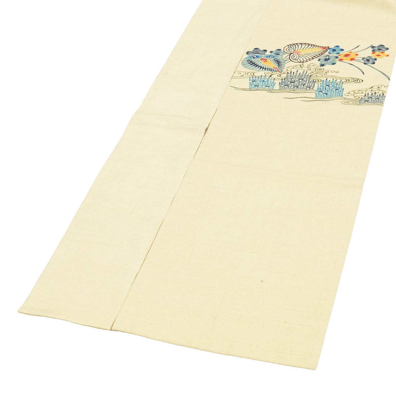 Vintage Japanese Obi | Nagoya Obi | White Silk Tsumugi | Stream Floral | Kata-zome | Excellent | Sustainable | Sustainable | uu2549b