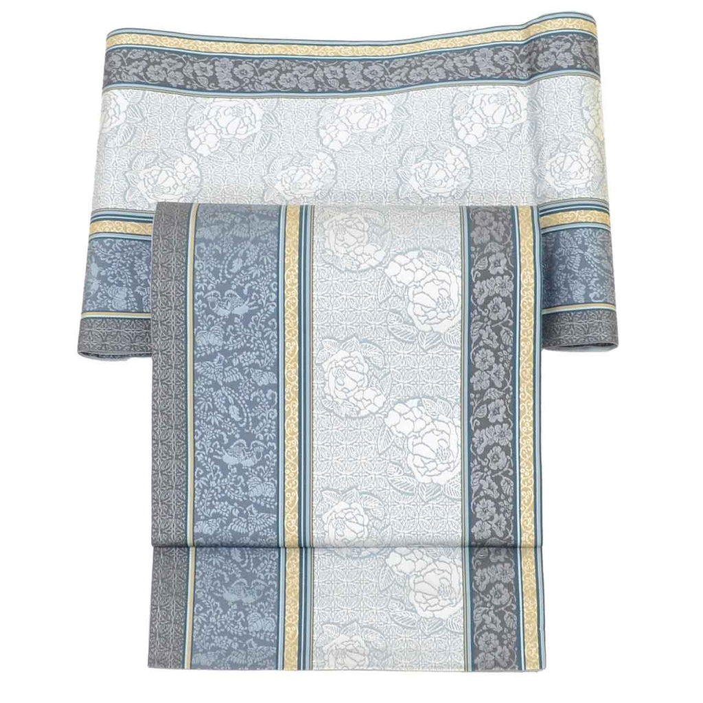 Vintage Japanese Obi | Fukuro Obi | Silk | Zuiho Hamanasu Pattern | Hakata-ori Nishimura | Ai Silk Guard | Sustainable | uu2551b