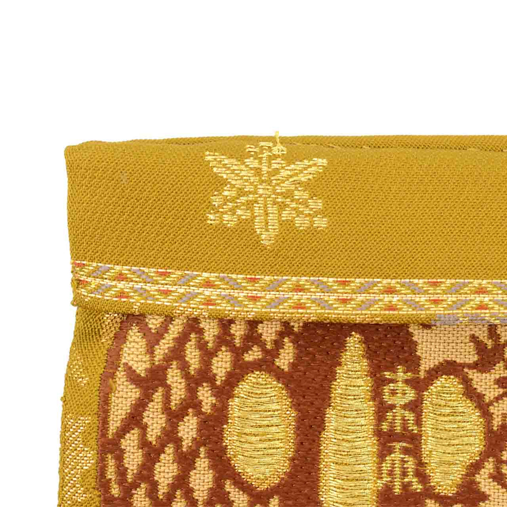 Vintage Japanese Obi | Fukuro Obi | Gold Silk | Japanese Sword Tsuba Pattern | Nishijin | Artist Kawasaki Haruo | Sustainable | uu2552b