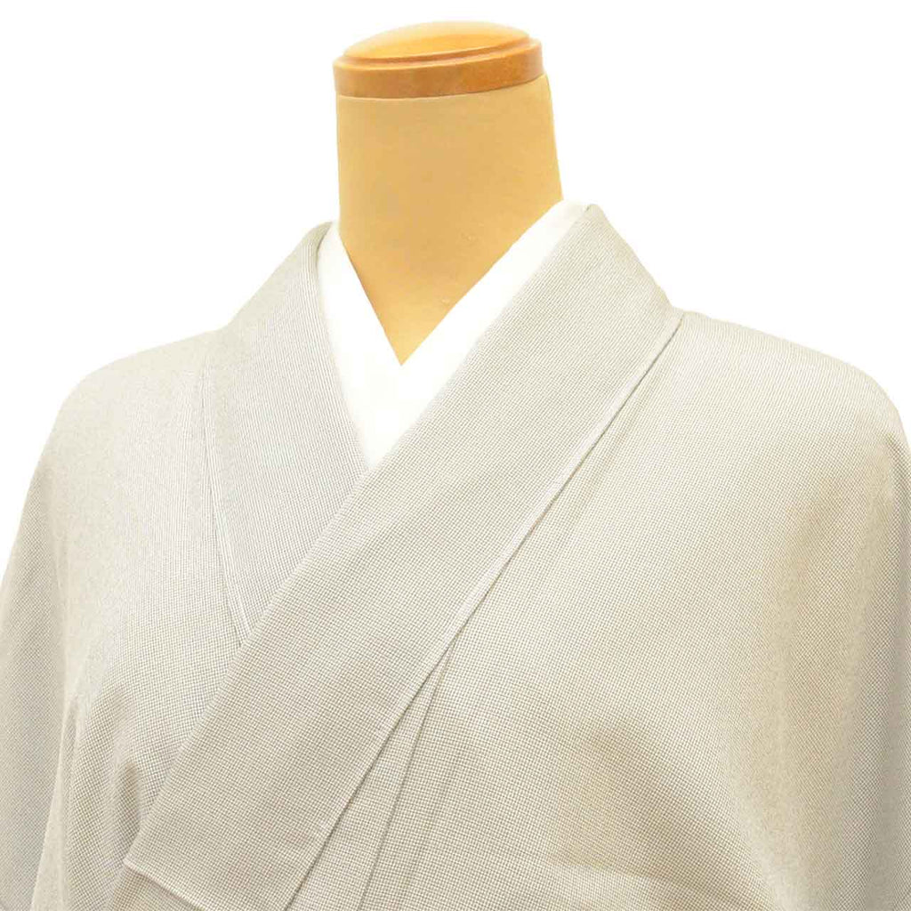 Vintage Japanese Kimono | Shiozawa Tsumugi | Gray Silk | Houmongi-style | Pearl-tone | Unused | Size M-L | Sustainable | uu2555b