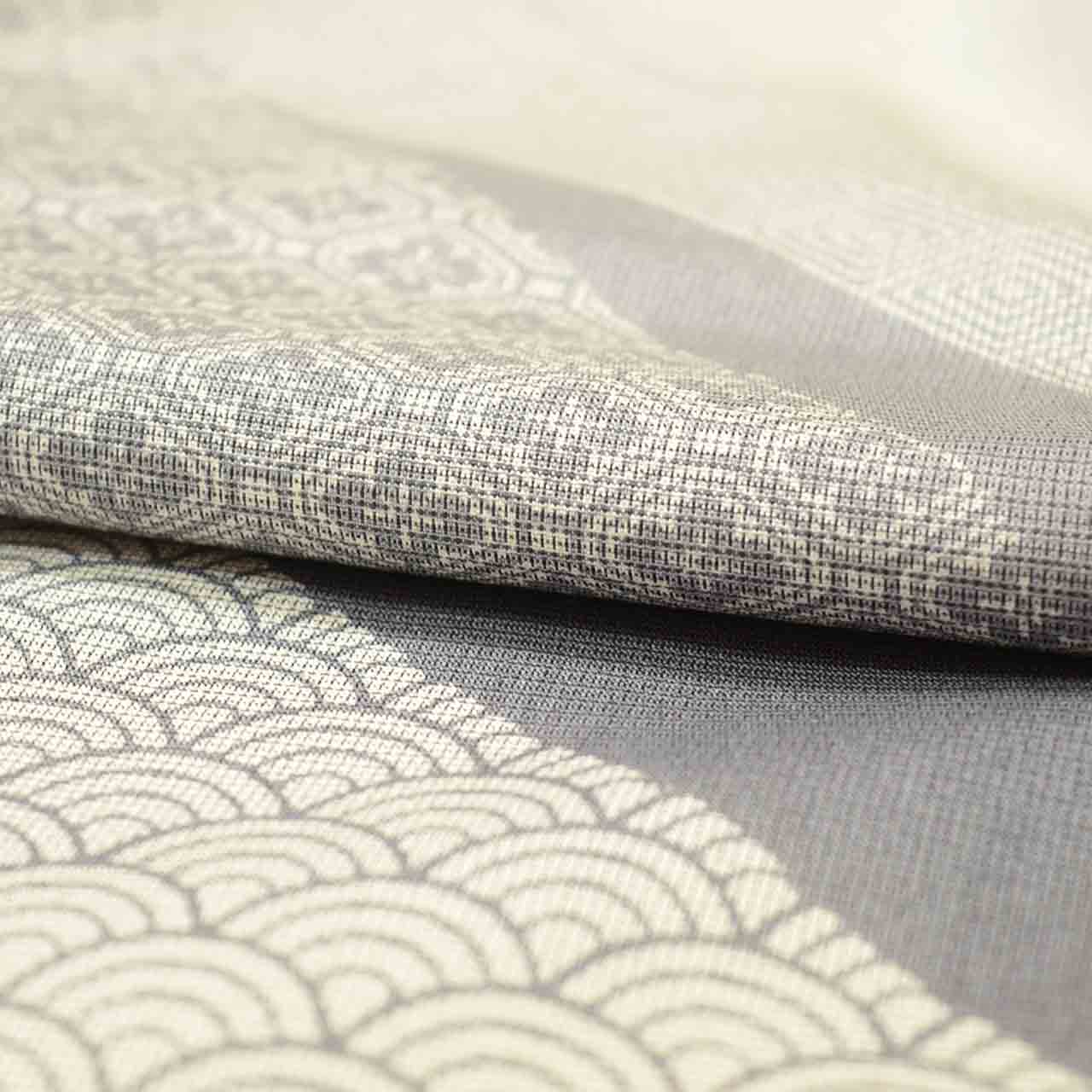 Vintage Japanese Kimono | Shiozawa Tsumugi | Gray Silk | Houmongi-style | Pearl-tone | Unused | Size M-L | Sustainable | uu2555b