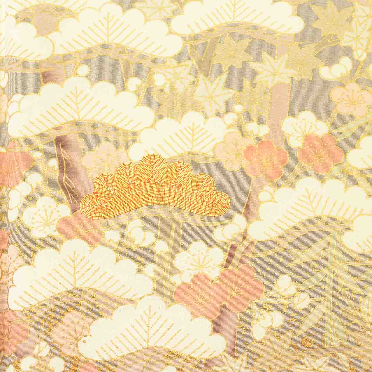 [Used] Colored Tomesode Kimono, Recycled Kimono, Pure Silk, Size M, Excellent Condition, Length 158.2cm, Sleeve Length 64cm, Lined, Ready-made, One Family Crest, Gold Embroidery, Gold Leaf, Purple, Pine and Plum Blossom, Silk, Reuse uu2556b 