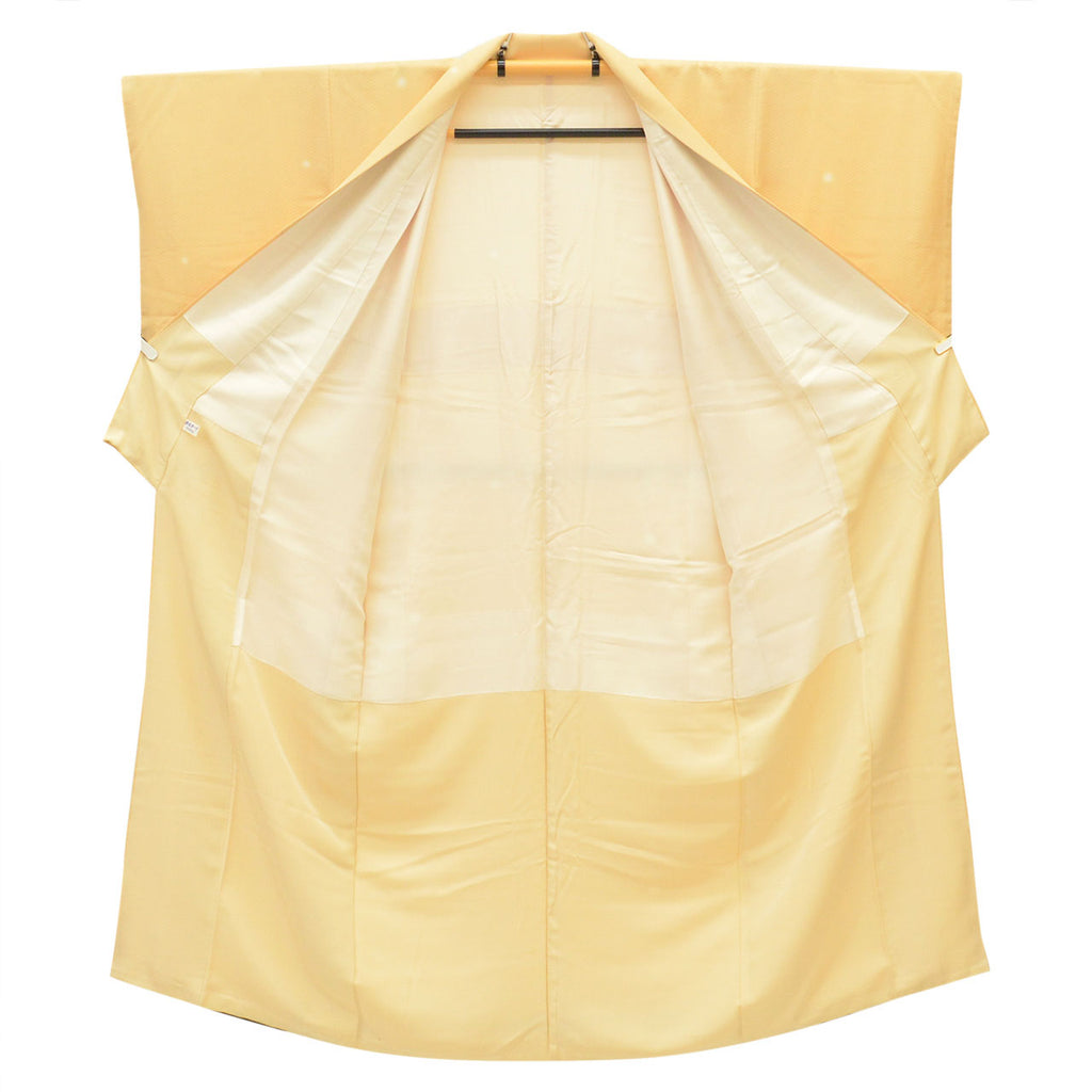 [Used] Recycled Kimono, Komon style, Pure Silk, Size S, Excellent Condition, Length 150.2cm (59.1in), Yumeyu Guarded, Sleeve Length 61.0cm (24.0in), Lined, Ready-made, Yellow Polka Dot, SILK, Reused uu2559b 