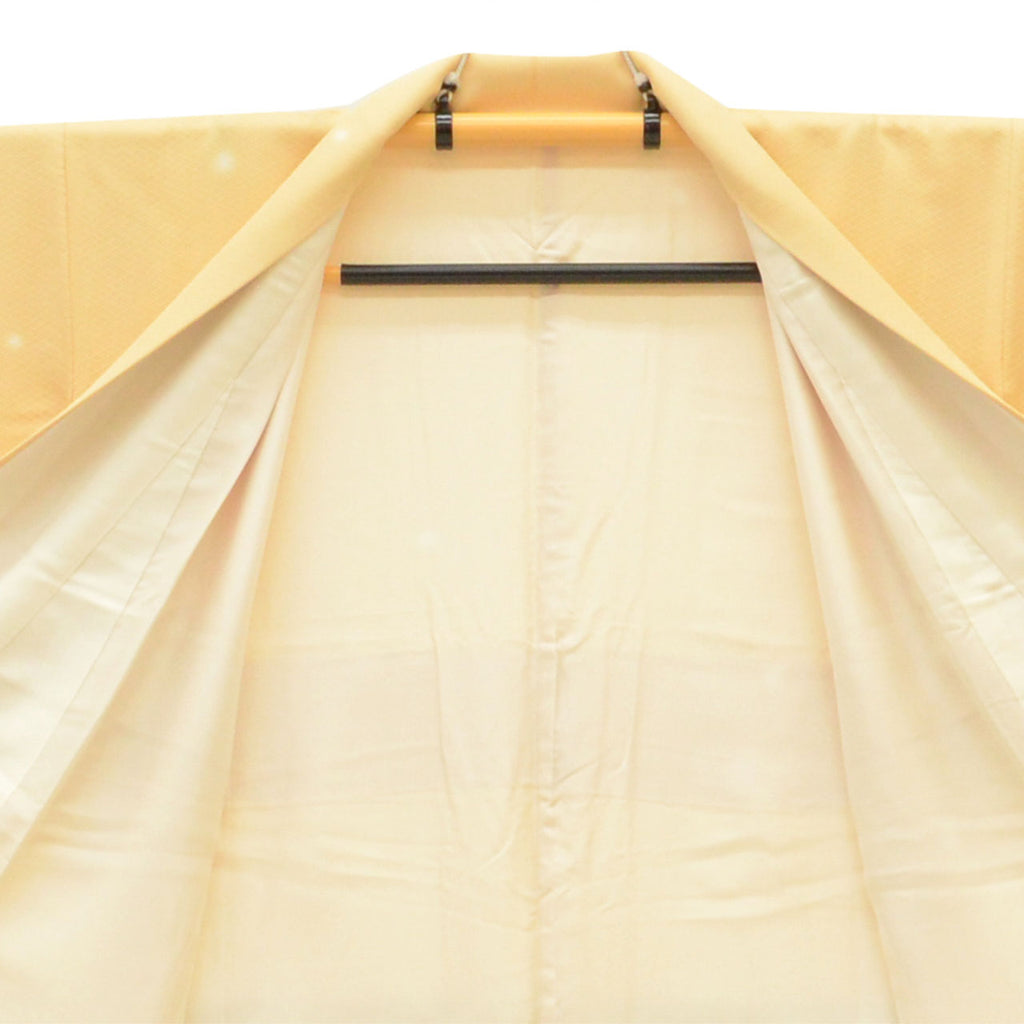 [Used] Recycled Kimono, Komon style, Pure Silk, Size S, Excellent Condition, Length 150.2cm (59.1in), Yumeyu Guarded, Sleeve Length 61.0cm (24.0in), Lined, Ready-made, Yellow Polka Dot, SILK, Reused uu2559b 
