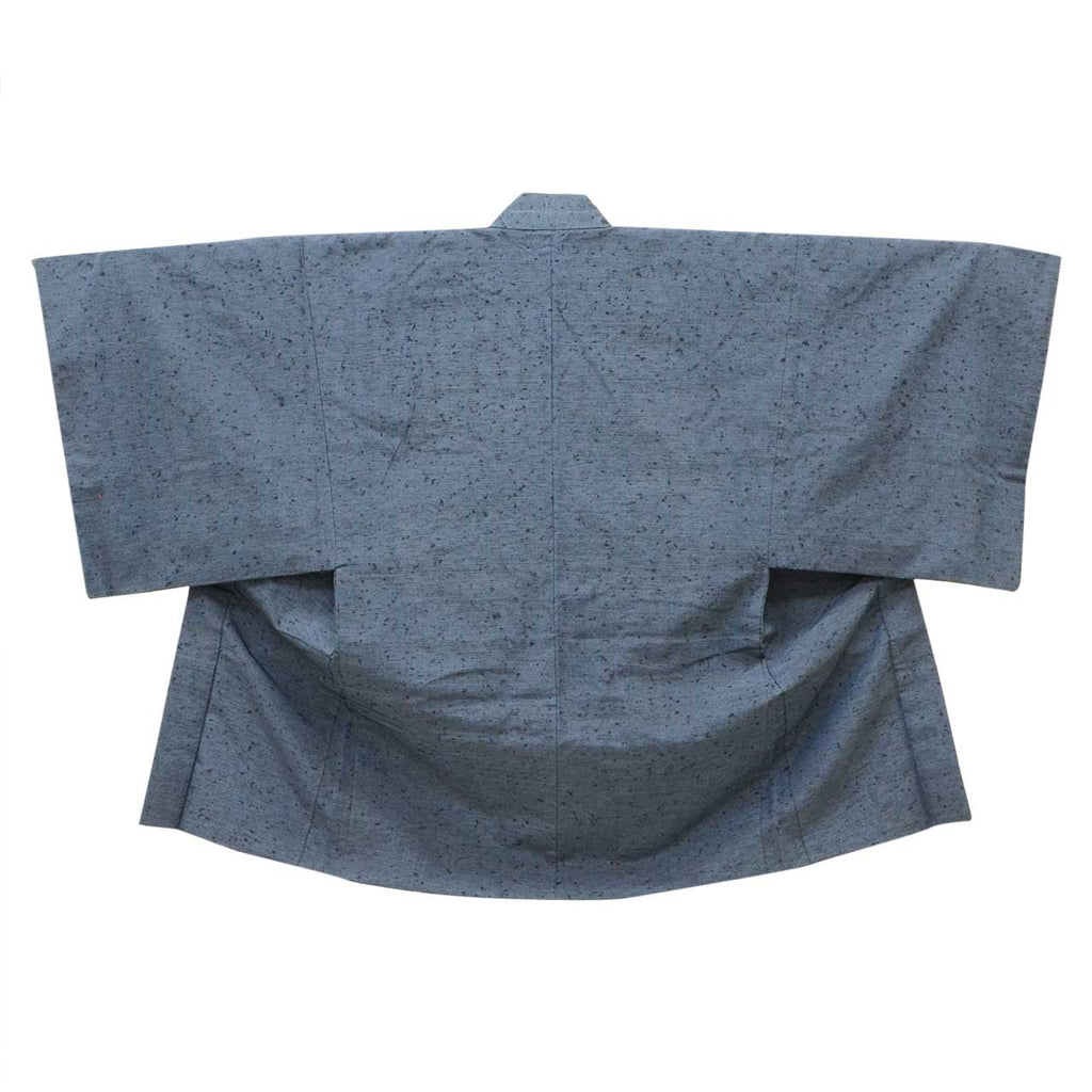 [Used] Recycled Kimono and Haori Ensemble for Men, Hige Tsumugi Silk, Sleeve Length 74.0cm (29.1in), Body Length 156.5cm (61.6in), Size LL, Navy Blue, Men's uu2562b 