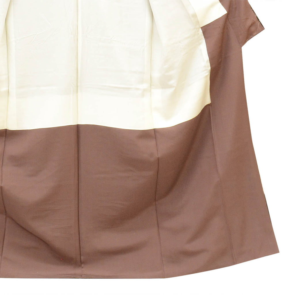[Used] Kurume Kasuri Recycled Kimono, Pure Silk, Size M, Premium Quality, Length 159.8cm, Kurume Silk Oshima, Matsuzakaya Made, Sleeve Length 64.8cm, Lined, Ready-made, Post-dyed, Brown, Flowing Water and Bamboo Pattern, SILK, Reuse uu2567b 
