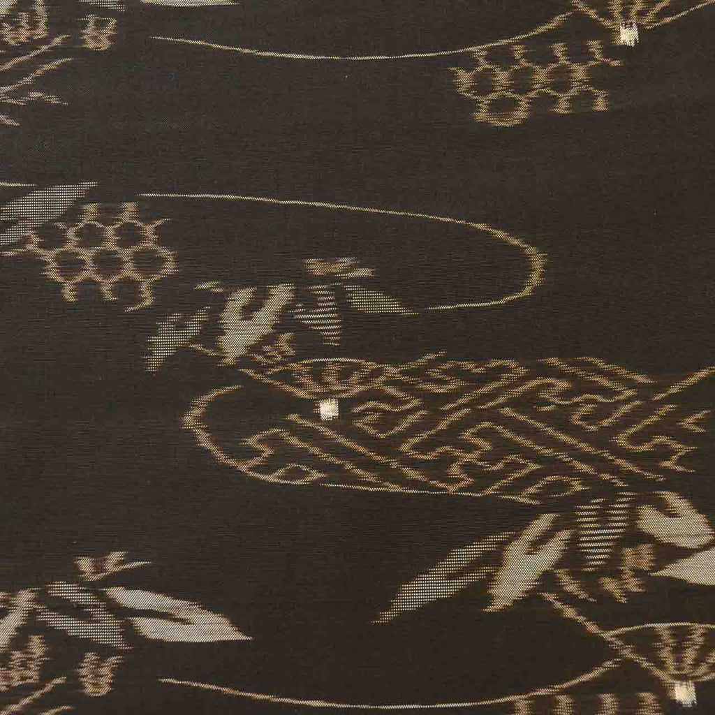 [Used] Kurume Kasuri Recycled Kimono, Pure Silk, Size M, Premium Quality, Length 159.8cm, Kurume Silk Oshima, Matsuzakaya Made, Sleeve Length 64.8cm, Lined, Ready-made, Post-dyed, Brown, Flowing Water and Bamboo Pattern, SILK, Reuse uu2567b 
