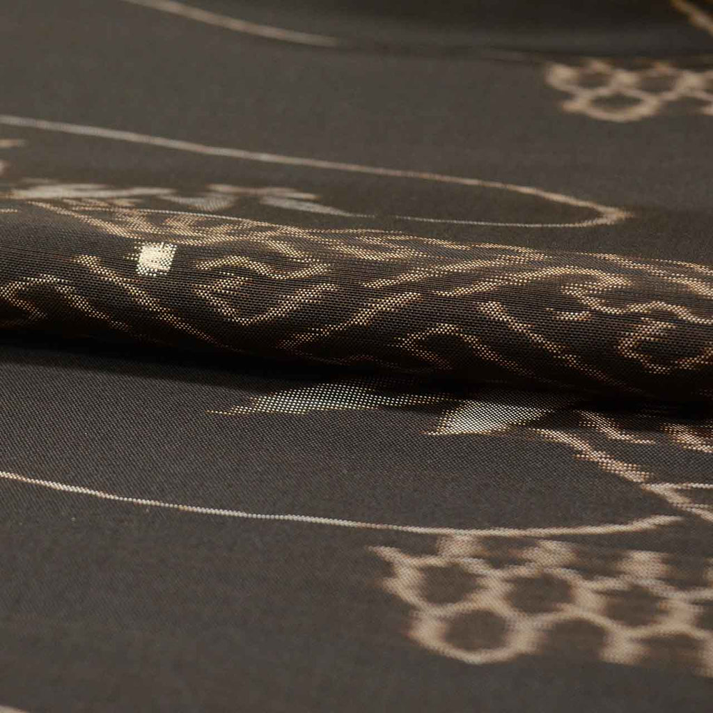[Used] Kurume Kasuri Recycled Kimono, Pure Silk, Size M, Premium Quality, Length 159.8cm, Kurume Silk Oshima, Matsuzakaya Made, Sleeve Length 64.8cm, Lined, Ready-made, Post-dyed, Brown, Flowing Water and Bamboo Pattern, SILK, Reuse uu2567b 
